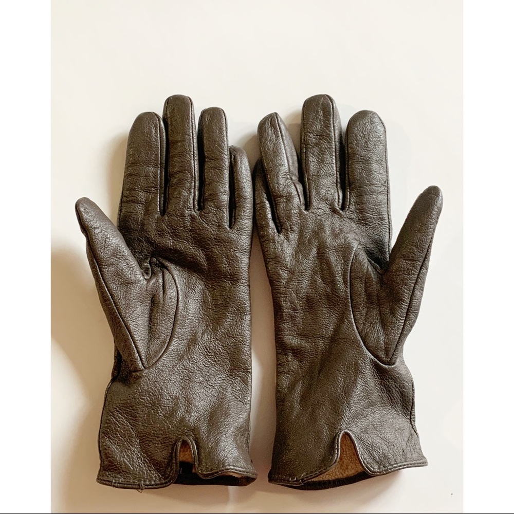 Soft Leather Suede Brown Winter Gloves